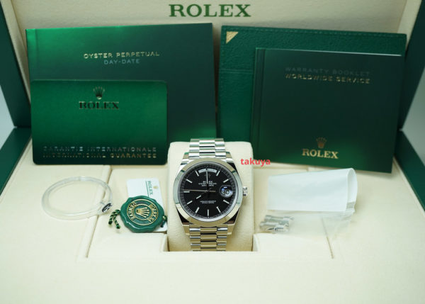 NEW Rolex 228206 PLATINUM DAY DATE BRIGHT BLACK STICK DIAL 40MM 2020 FULL SET - Image 2
