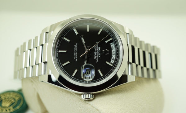 NEW Rolex 228206 PLATINUM DAY DATE BRIGHT BLACK STICK DIAL 40MM 2020 FULL SET - Image 9
