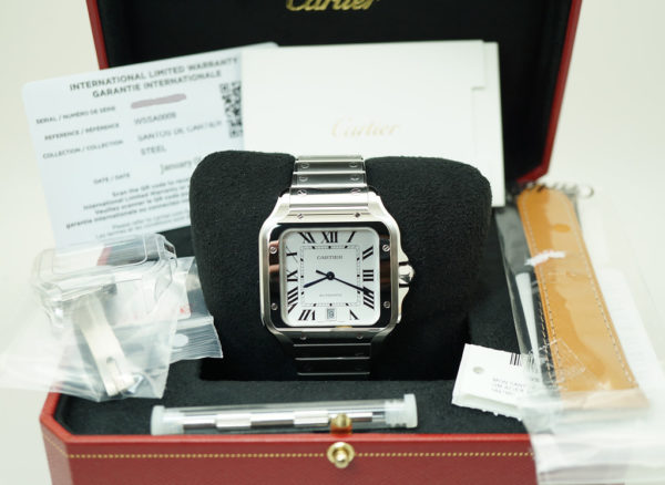 BRAND NEW Cartier SANTOS DE CARTIER LARGE MODEL AUTOMATIC SILVER DIAL 2021 FULL SET - Image 2