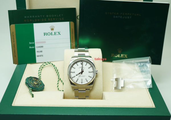 Rolex 114200 OYSTER PERPETUAL 34MM WHITE STICKS DIAL 2020 WARRANTY COMPLETE SET - Image 2