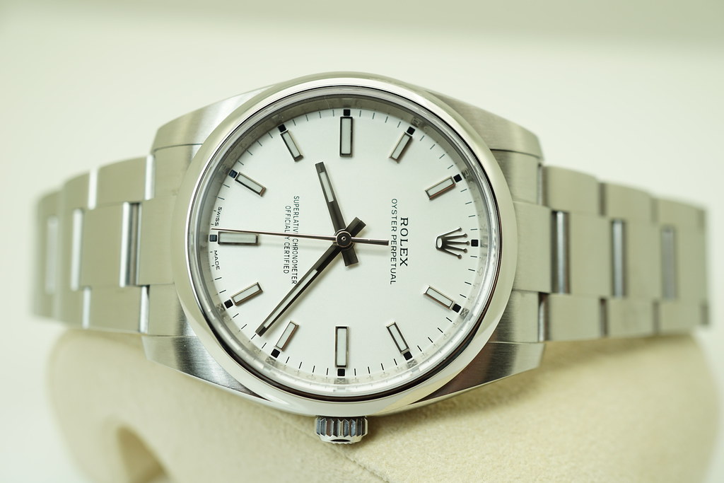 Rolex 114200 OYSTER PERPETUAL 34MM WHITE STICKS DIAL 2020 WARRANTY COMPLETE SET Takuya Watches
