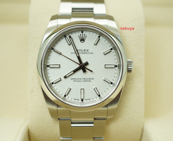 Rolex 114200 OYSTER PERPETUAL 34MM WHITE STICKS DIAL 2020 WARRANTY COMPLETE SET