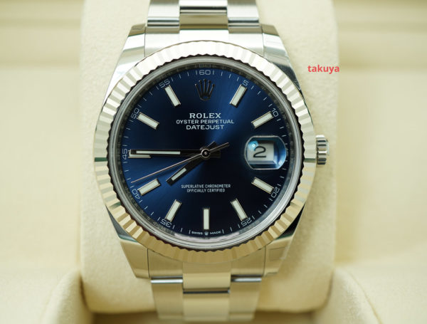 MINT Rolex 126334 DATEJUST 41 FLUTED BEZEL BLUE STICKS DIAL OYSTER 2020 FULL SET