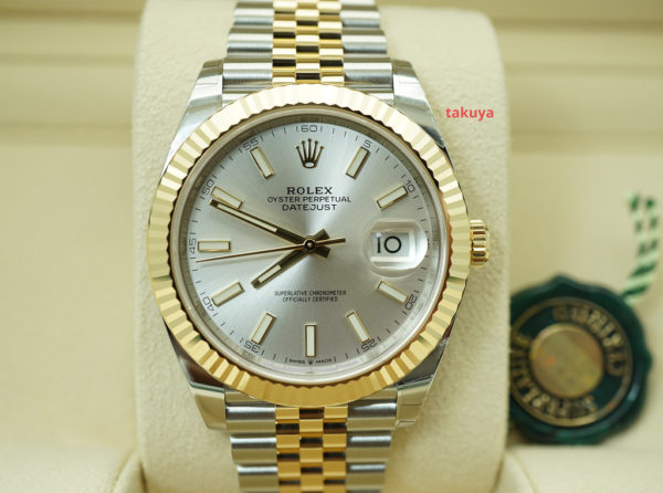 BRAND NEW Rolex 126333 DATEJUST 41 2 TONE FLUTED BEZEL SILVER DIAL JUBILEE BAND 2021 FULL SET
