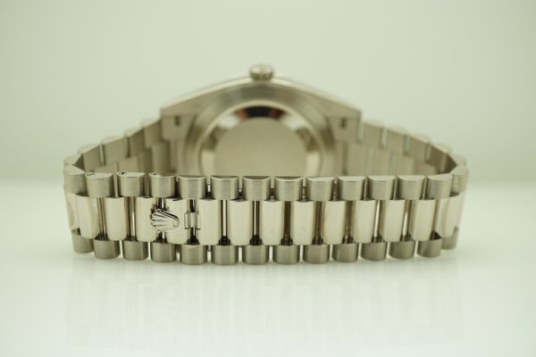 Rolex 228239 DAY DATE 18K WHITE GOLD DARK RHODIUM STRIPE DIAL 40MM FULL SET - Image 7