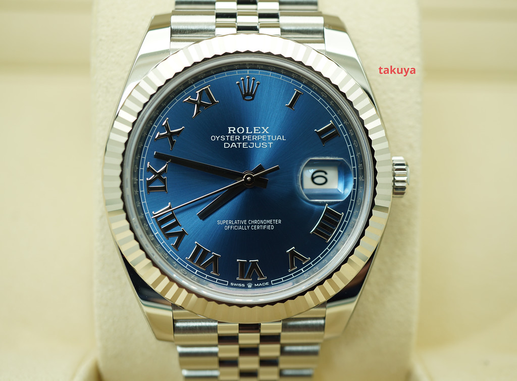 rolex datejust 41 blue dial fluted bezel