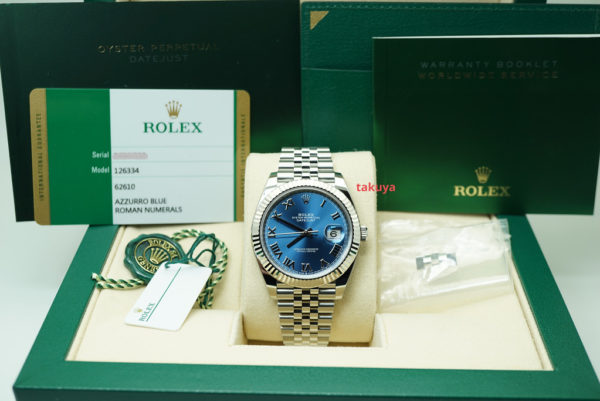 MINT Rolex 126334 DATEJUST 41 FLUTED BEZEL BLUE ROMAN DIAL JUBILEE FULL SET - Image 2