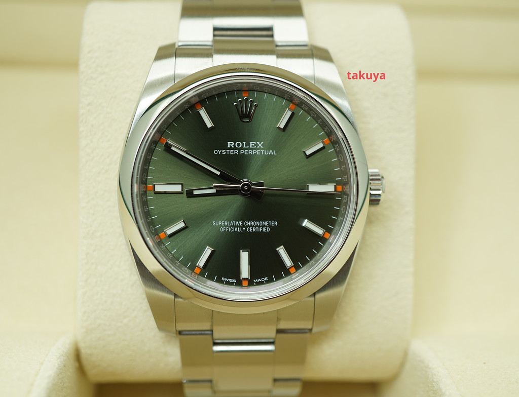 rolex oyster perpetual olive green dial