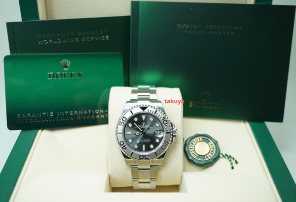 BRAND NEW Rolex 268622 YACHTMASTER PLATINUM BEZEL SLATE DIAL 37MM 2021 FULL SET - Image 2