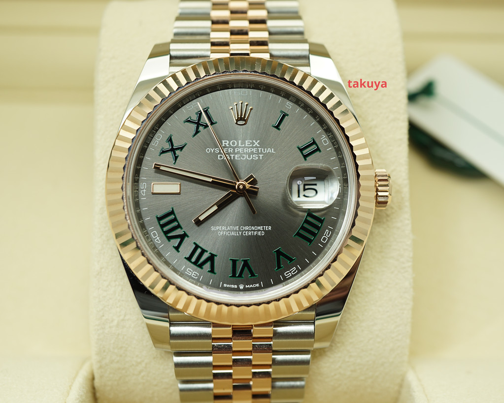 BRAND NEW Rolex 126331 DATEJUST 41 ROSE GOLD STEEL WIMBLEDON DIAL ...