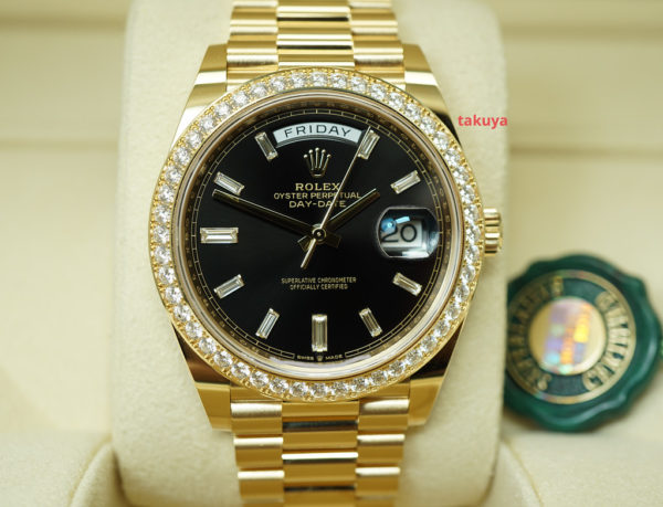 BRAND NEW Rolex 228348RBR DAY DATE 40 YELLOW GOLD DIAMOND BEZEL BAGUETTE DIAL 2021 FULL SET