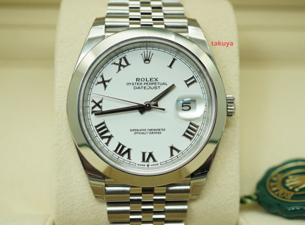 BRAND NEW Rolex 126300 DATEJUST 41 WHITE ROMAN DIAL JUBILEE BAND 2021 FULL SET