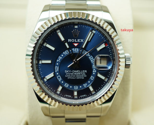 Rolex 326934 SKY-DWELLER STAINLESS STEEL BLUE DIAL 2020 WARRANTY FULL SET
