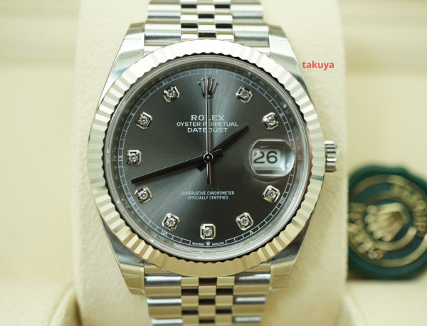 BRAND NEW Rolex 126334 DATEJUST 41 FLUTED BEZEL SLATE DIAMOND DIAL JUBILEE BAND 2021 FULL SET