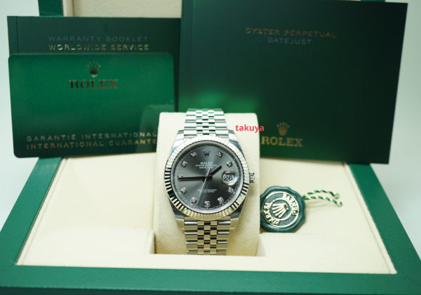BRAND NEW Rolex 126334 DATEJUST 41 FLUTED BEZEL SLATE DIAMOND DIAL JUBILEE BAND 2021 FULL SET - Image 2