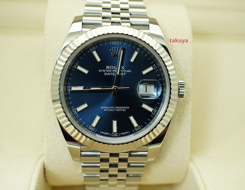 rolex datejust 41 blue dial fluted bezel