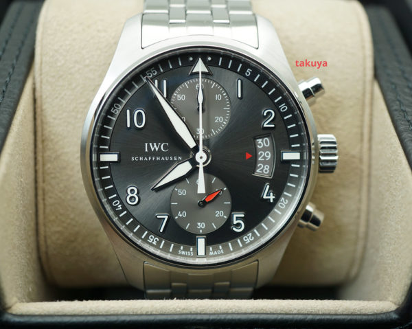 Iwc PILOT SPITFIRE FLYBACK CHRONOGRAPH SLATE DIAL BRACELET IW387804 FULL SET