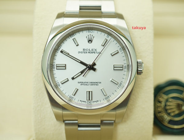 BRAND NEW Rolex 116000 OYSTER PERPETUAL WHITE STICK DIAL 36MM 2021 FULL SET