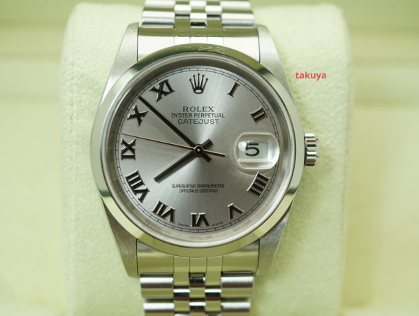 Rolex 16200 DATEJUST 36MM STAINLESS STEEL RHODIUM ROMAN DIAL JUBILEE FULL SET