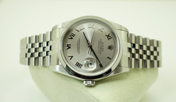 Rolex 16200 DATEJUST 36MM STAINLESS STEEL RHODIUM ROMAN DIAL JUBILEE FULL SET - Image 10