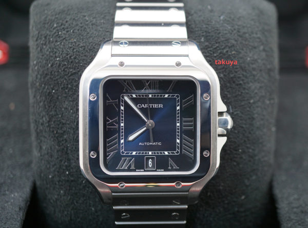 Cartier SANTOS DE CARTIER LARGE STEEL BLUE DIAL 2019 WARRANTY FULL SET