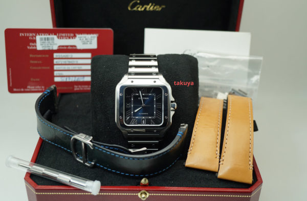 Cartier SANTOS DE CARTIER LARGE STEEL BLUE DIAL 2019 WARRANTY FULL SET - Image 2