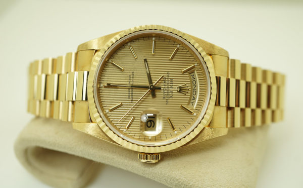 Rolex 18238 DAY-DATE PRESIDENT 18K YG DOUBLE QUICK SET CHAMPAGNE TAPESTRY DIAL FULL SET - Image 10