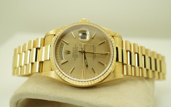 Rolex 18238 DAY-DATE PRESIDENT 18K YG DOUBLE QUICK SET CHAMPAGNE TAPESTRY DIAL FULL SET - Image 11
