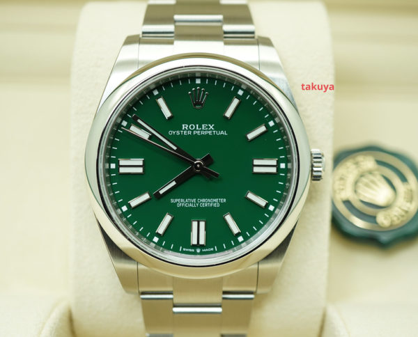 NEW Rolex 124300 OYSTER PERPETUAL GREEN DIAL 41MM 2021 COMPLETE SET