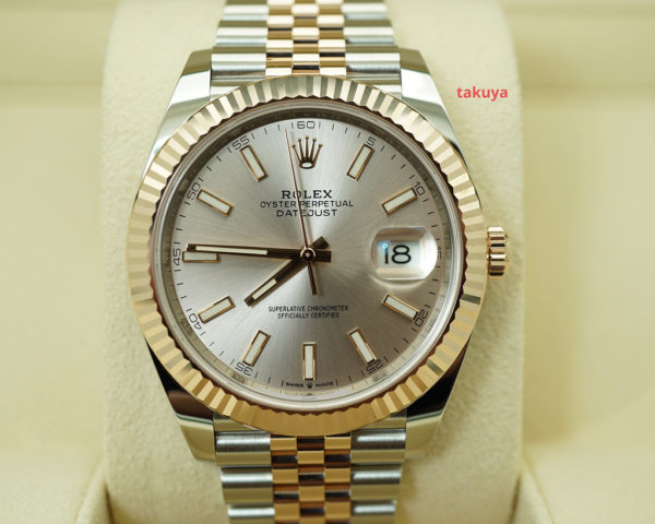 MINT Rolex 126331 DATEJUST 41 ROSE GOLD STEEL SUNDUST DIAL JUBILEE BAND 2021 FULL SET