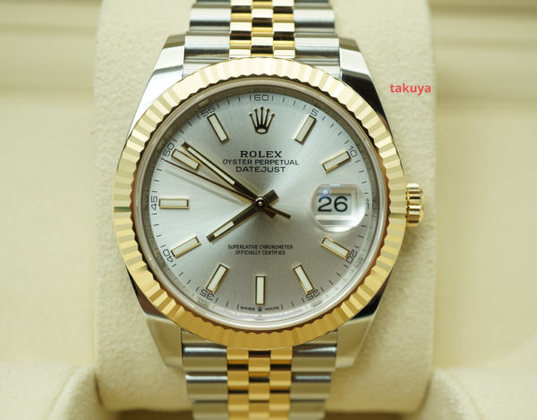 MINT Rolex 126333 DATEJUST 41 2 TONE FLUTED BEZEL SILVER DIAL JUBILEE BAND 2021 FULL SET
