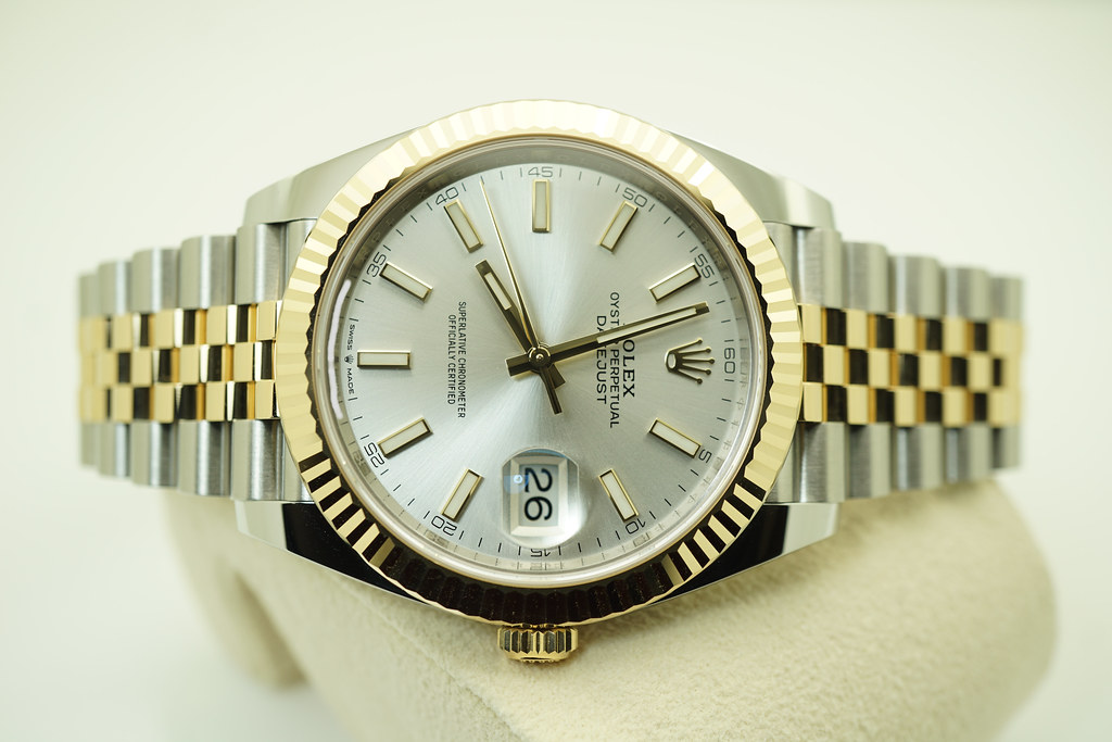 MINT Rolex 126333 DATEJUST 41 2 TONE FLUTED BEZEL SILVER DIAL JUBILEE ...