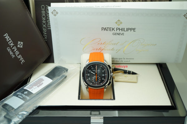 Patek PHILIPPE 5968A AQUANAUT CHRONOGRAPH BLACK ORANGE DIAL 42MM 2021 FULL SET - Image 2