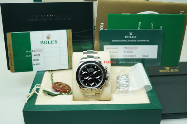 Rolex 116520 DAYTONA STEEL BLACK DIAL RSC SERVICED 2021 WARRANTY FULL SET - Image 2