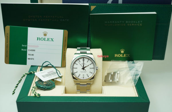 Rolex 114200 OYSTER PERPETUAL 34MM WHITE STICKS DIAL 2018 WARRANTY COMPLETE SET - Image 2