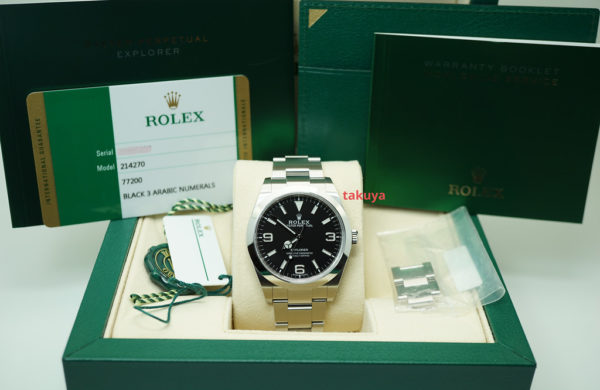 Rolex 214270 EXPLORER I FULL LUME DIAL 39MM 2018 WARRANTY FULL SET - Image 2