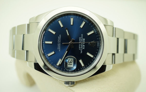 Rolex 126300 DATEJUST 41 BLUE STICK DIAL OYSTER BAND 2021 WARRANTY FULL SET - Image 9
