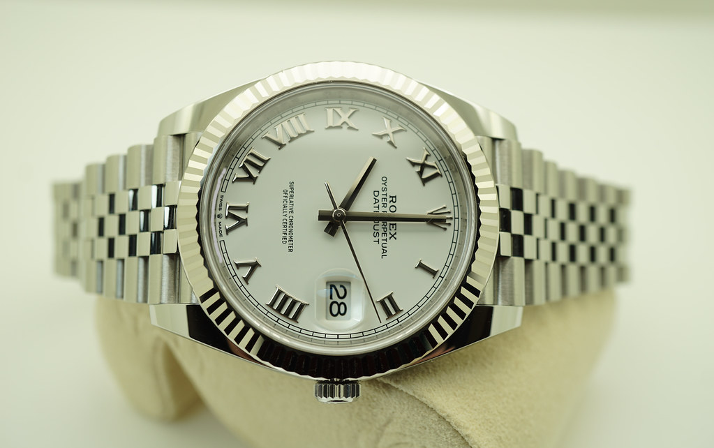 rolex datejust 41 white dial roman numerals