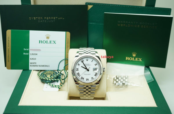 Rolex 126334 DATEJUST 41 FLUTED BEZEL WHITE ROMAN DIAL JUBILEE WARRANTY FULL SET - Image 2