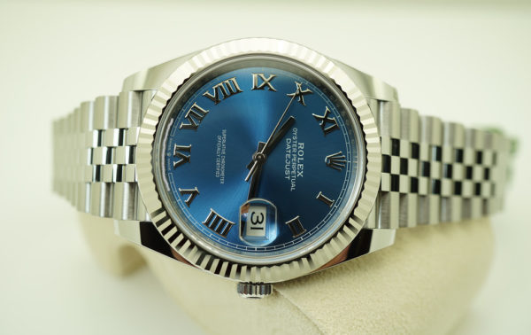 BRAND NEW Rolex 126334 DATEJUST 41 FLUTED BEZEL AZZURRO BLUE ROMAN DIAL JUBILEE 2021 FULL SET - Image 9