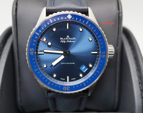 BRAND NEW Blancpain FIFTY FATHOMS BATHYSCAPHE GREY CERAMIC BLUE DIAL BLUE BEZEL 2021 FULL SET