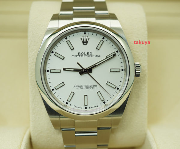 Rolex 114300 OYSTER PERPETUAL NO DATE WHITE DIAL 39MM 2018 WARRANTY FULL SET