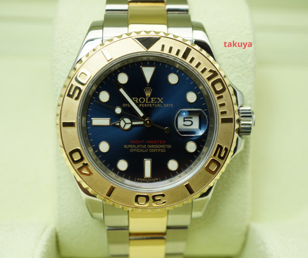 Rolex 16623 YACHTMASTER 2 TONE 18K YG SS BLUE DIAL 40MM SERVICED FULL SET