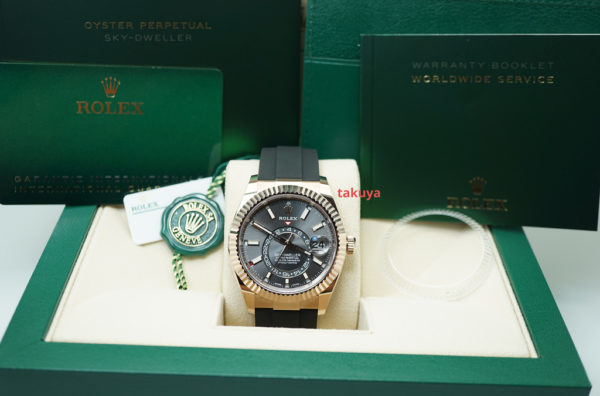 BRAND NEW Rolex 326235 SKY-DWELLER 18K ROSE GOLD SLATE DIAL OYSTERFLEX 2021 FULL SET - Image 2