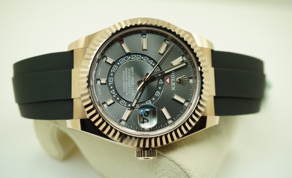 BRAND NEW Rolex 326235 SKY-DWELLER 18K ROSE GOLD SLATE DIAL OYSTERFLEX 2021 FULL SET - Image 7