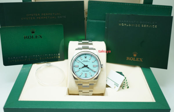 BRAND NEW Rolex 124300 OYSTER PERPETUAL TIFFANY TURQUOISE DIAL 41MM 2021 COMPLETE SET - Image 2