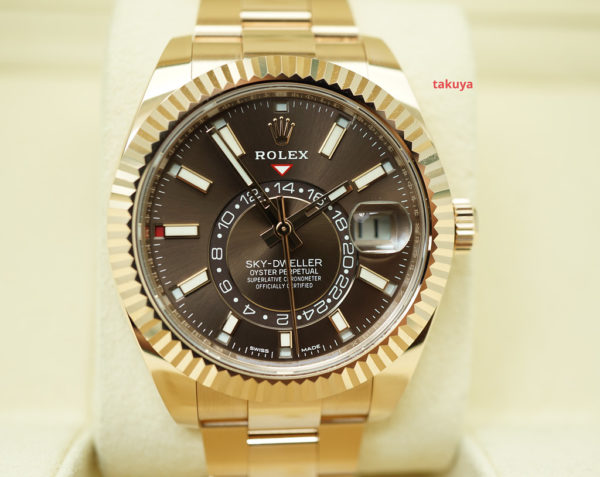 Rolex 326935 SKY-DWELLER 18K ROSE GOLD CHOCOLATE STICK DIAL 2021 COMPLETE SET