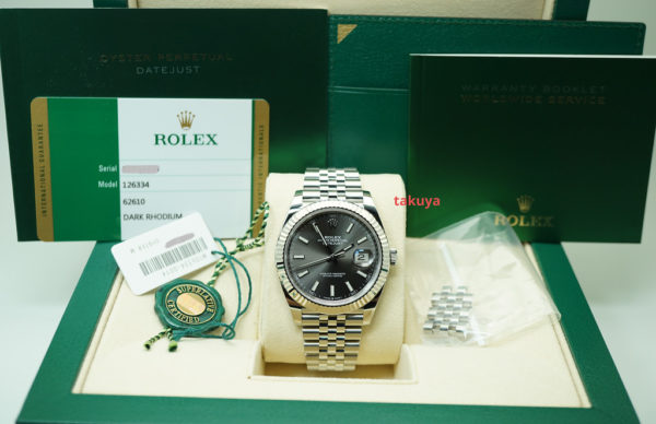 Rolex 126334 DATEJUST 41 FLUTED BEZEL RHODIUM DIAL JUBILEE WARRANTY FULL SET - Image 2