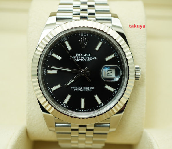 Rolex 126334 DATEJUST 41 FLUTED BEZEL BLACK DIAL JUBILEE WARRANTY FULL SET