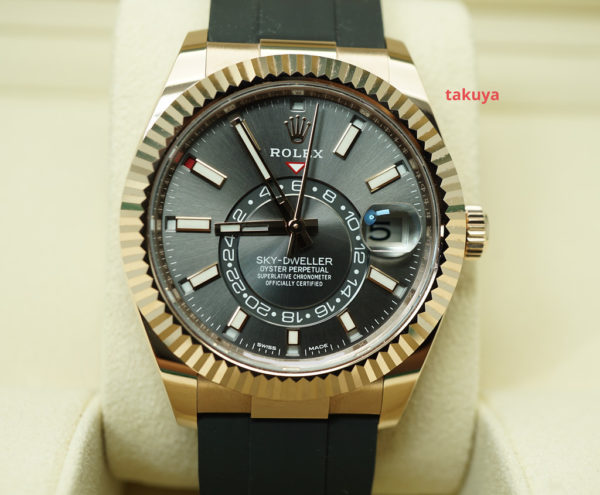 Rolex 326235 SKY-DWELLER 18K ROSE GOLD SLATE DIAL OYSTERFLEX 2021 FULL SET
